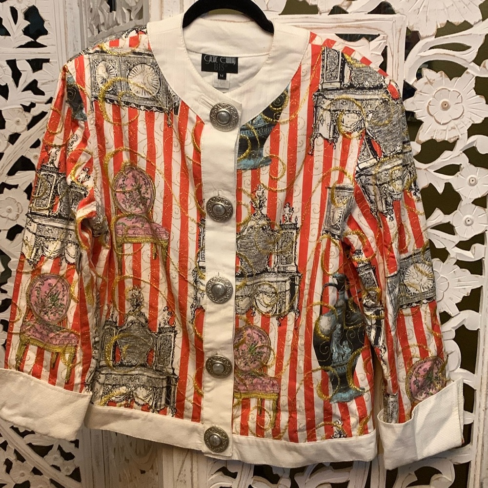 Vintage Gene Ewing Bis Oversized Button Up Jacket – 80s Artwear - Medium